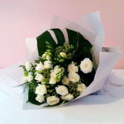 Bouquet White Spray Rose with freesia and berzealea