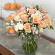 Bouquet - 20 Roses in peach theme in a vase